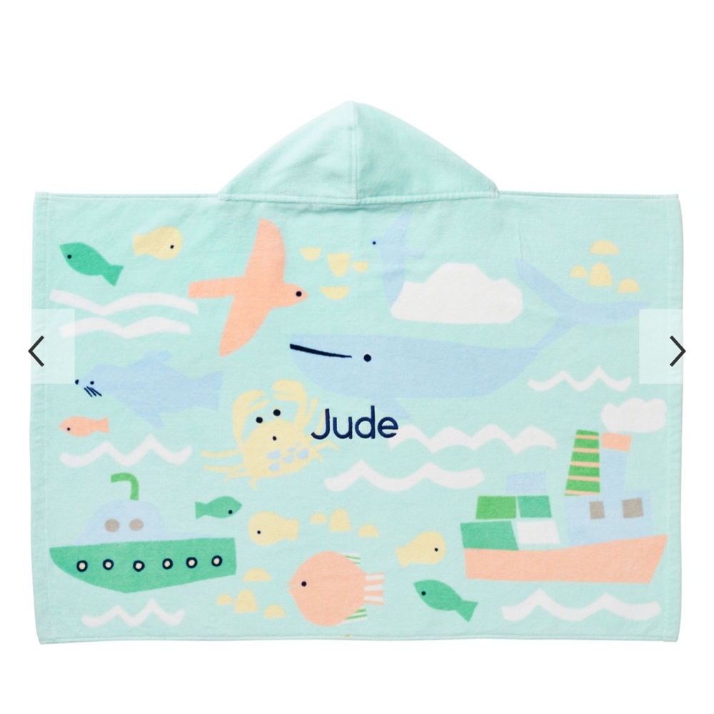 Pottery Barn Kids Deep Sea Baby Beach Hooded Towel UPF 50+